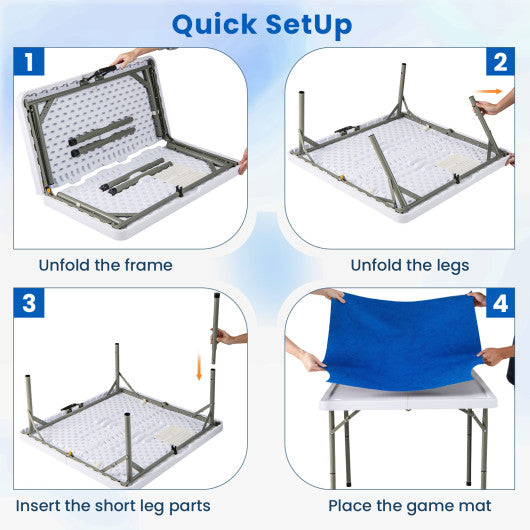 35 Inch 4 Player Game Card Folding Mahjong Table with Cup Holders-Navy